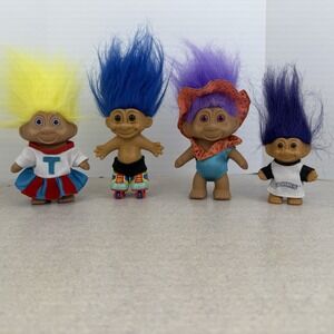 Vintage Lot of 4 Troll Dolls Beach,‎ Cheerleader, Rollerblades, Rockies